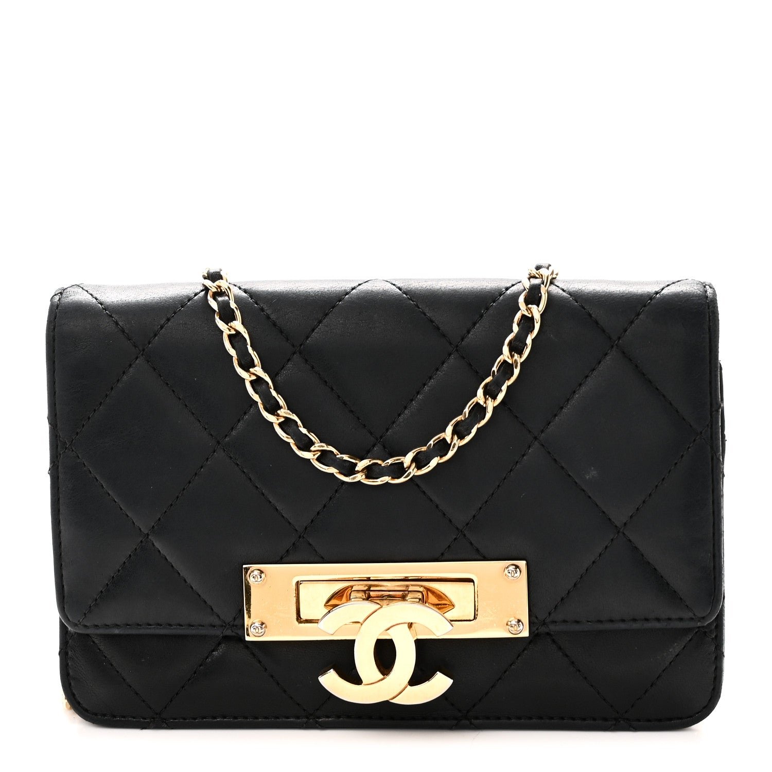 Chanel Lambskin Quilted Golden Class Wallet on Chain WOC Black