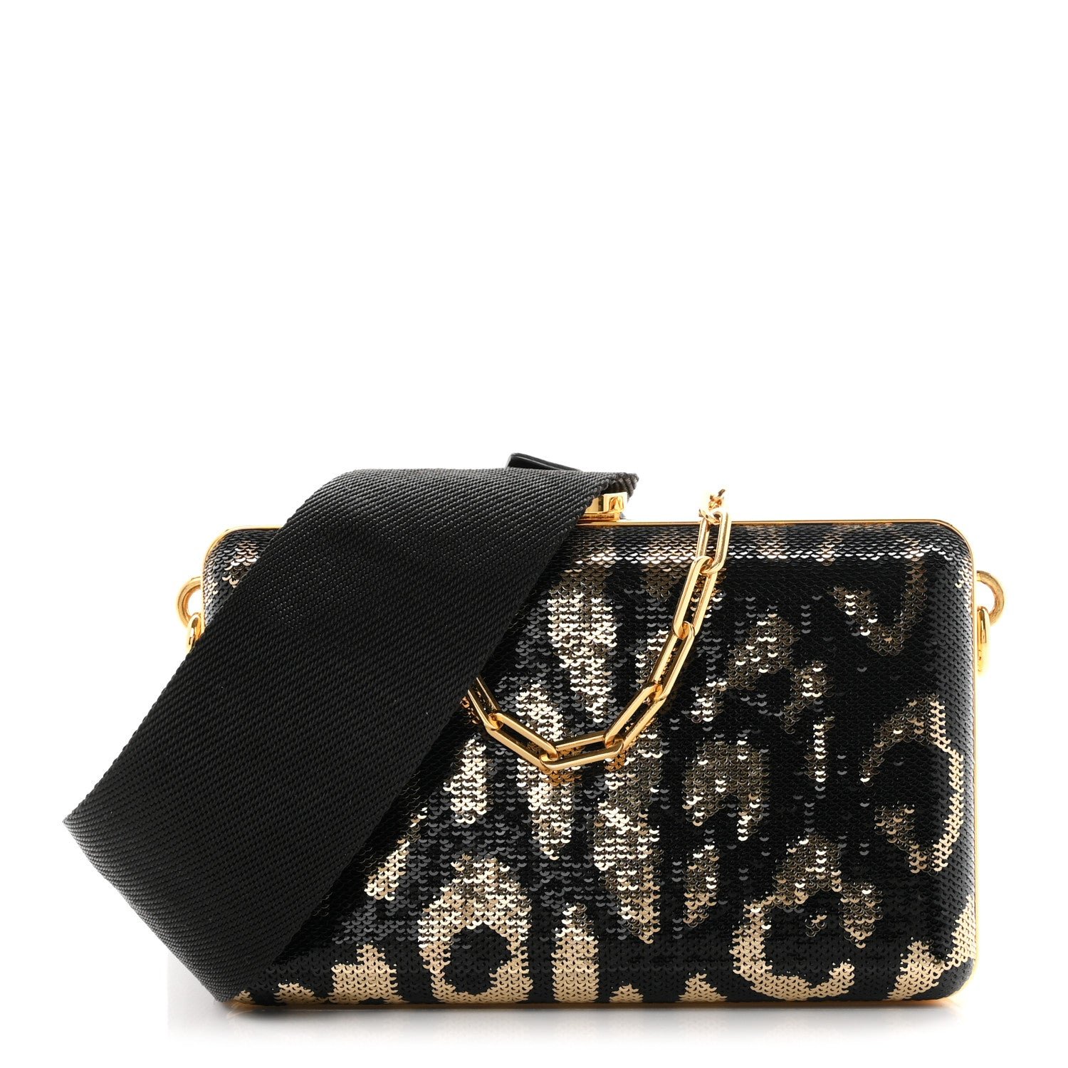 Tom Ford Tom Ford Sequin Embellished Leopard Print Crossbody Clutch Black Multicolor