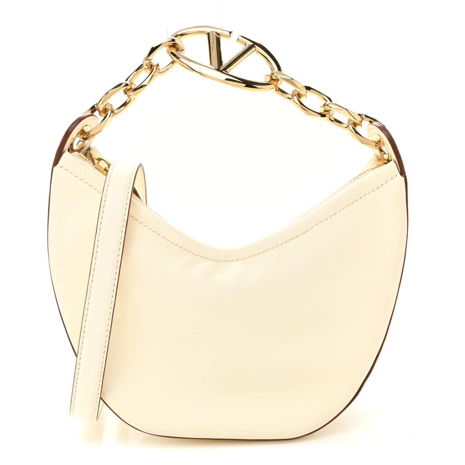 Valentino Garavani Nappa Mini Vlogo Moon Hobo Bag Ivory