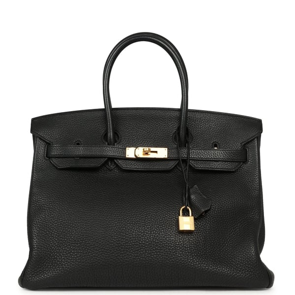 Pre-owned Hermes Birkin 35 Black Togo Gold Hardware