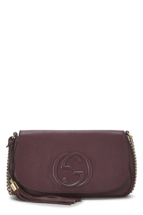 Burgundy Grained Leather Soho Flap Crossbody