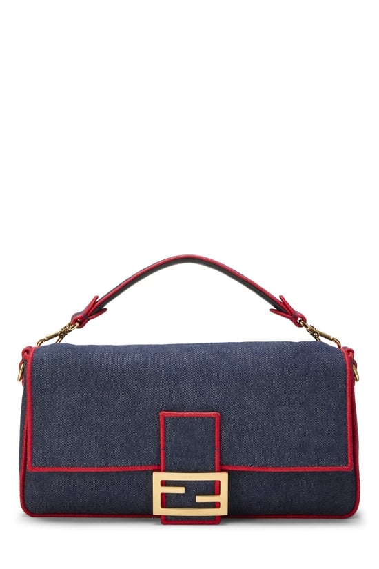 Navy Denim Convertible Baguette Large