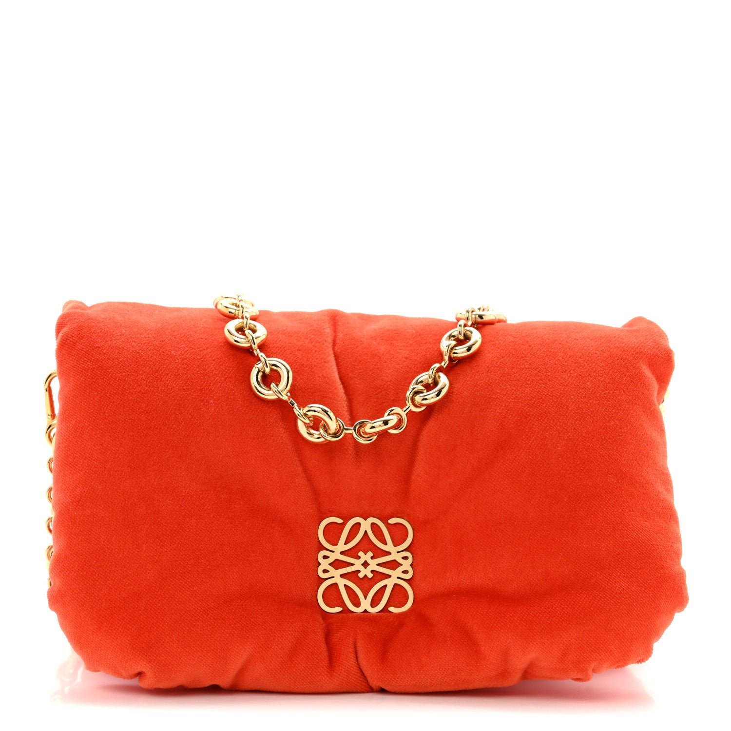 Loewe Velvet Mini Goya Puffer Bag Orange