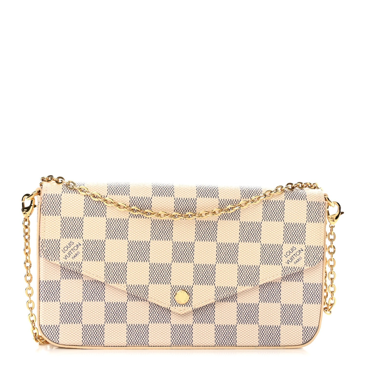 Louis Vuitton Damier Azur Pochette Felicie Chain Wallet Rose Ballerine