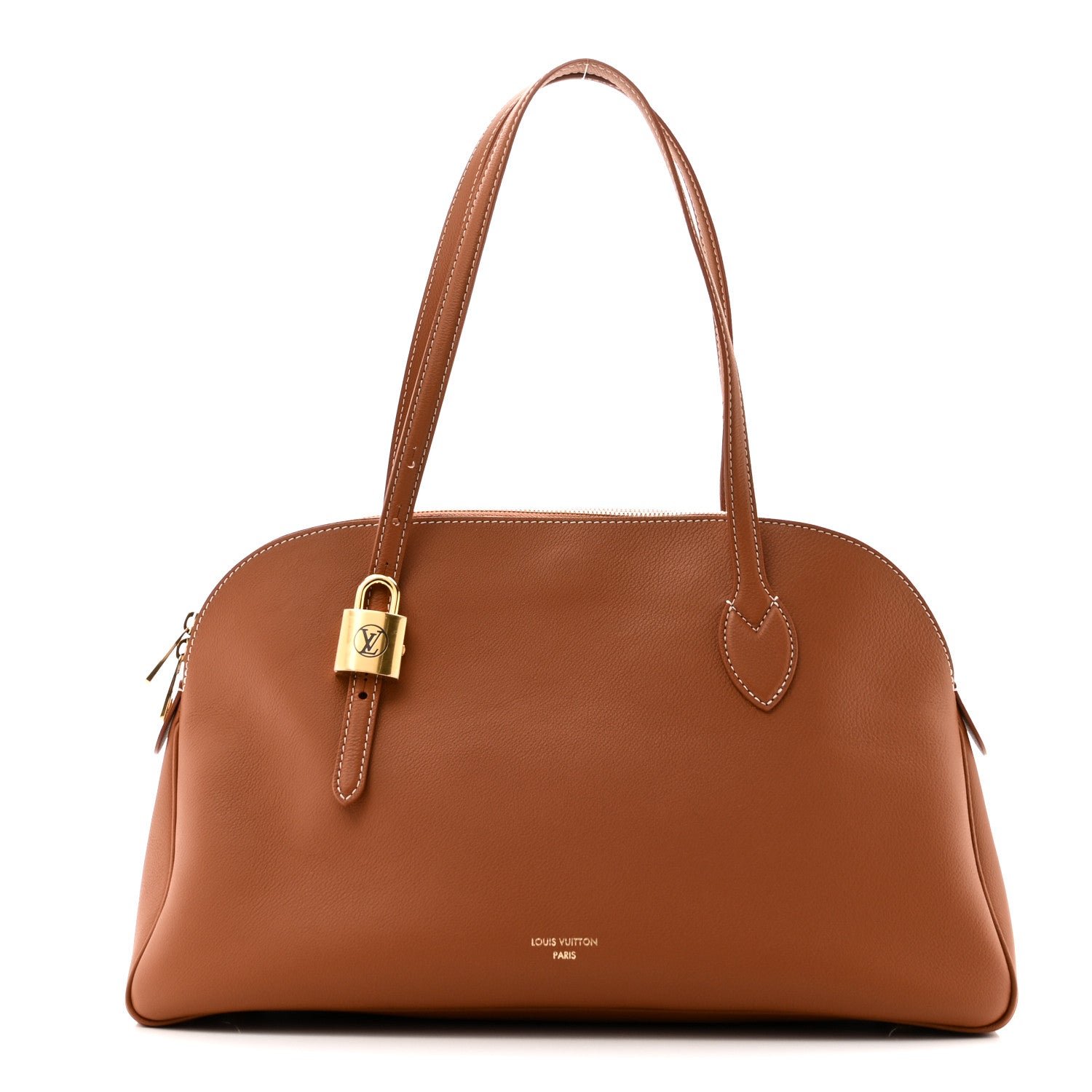 Louis Vuitton Grained Calfskin Low Key Duffle Tote Cognac