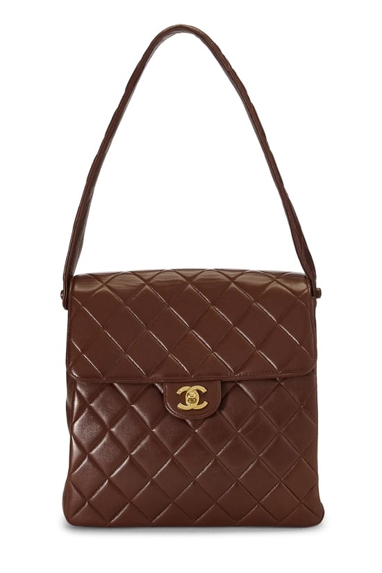 Brown Quilted Lambskin Double Sided Flap Bag