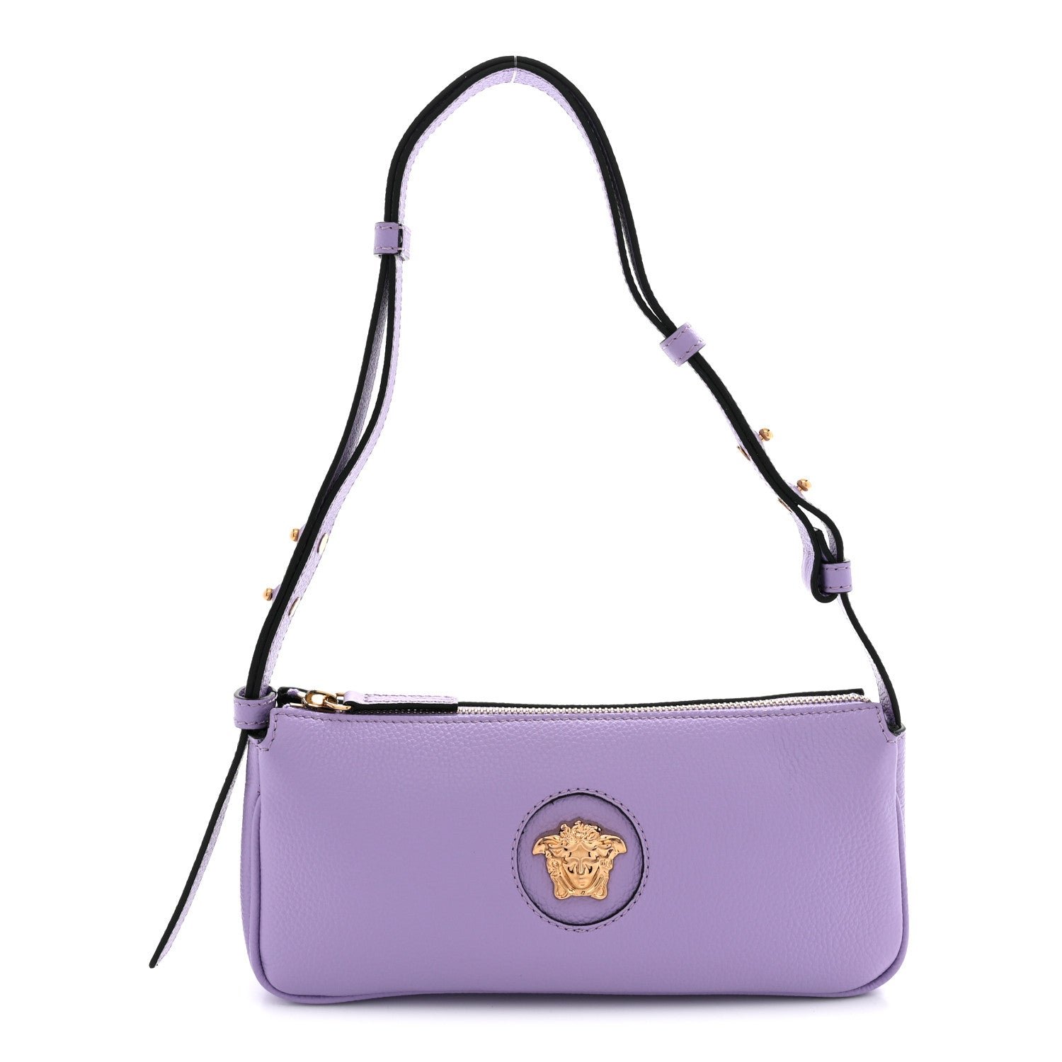 Versace Grained Calfskin Medusa Shoulder Bag Lilac