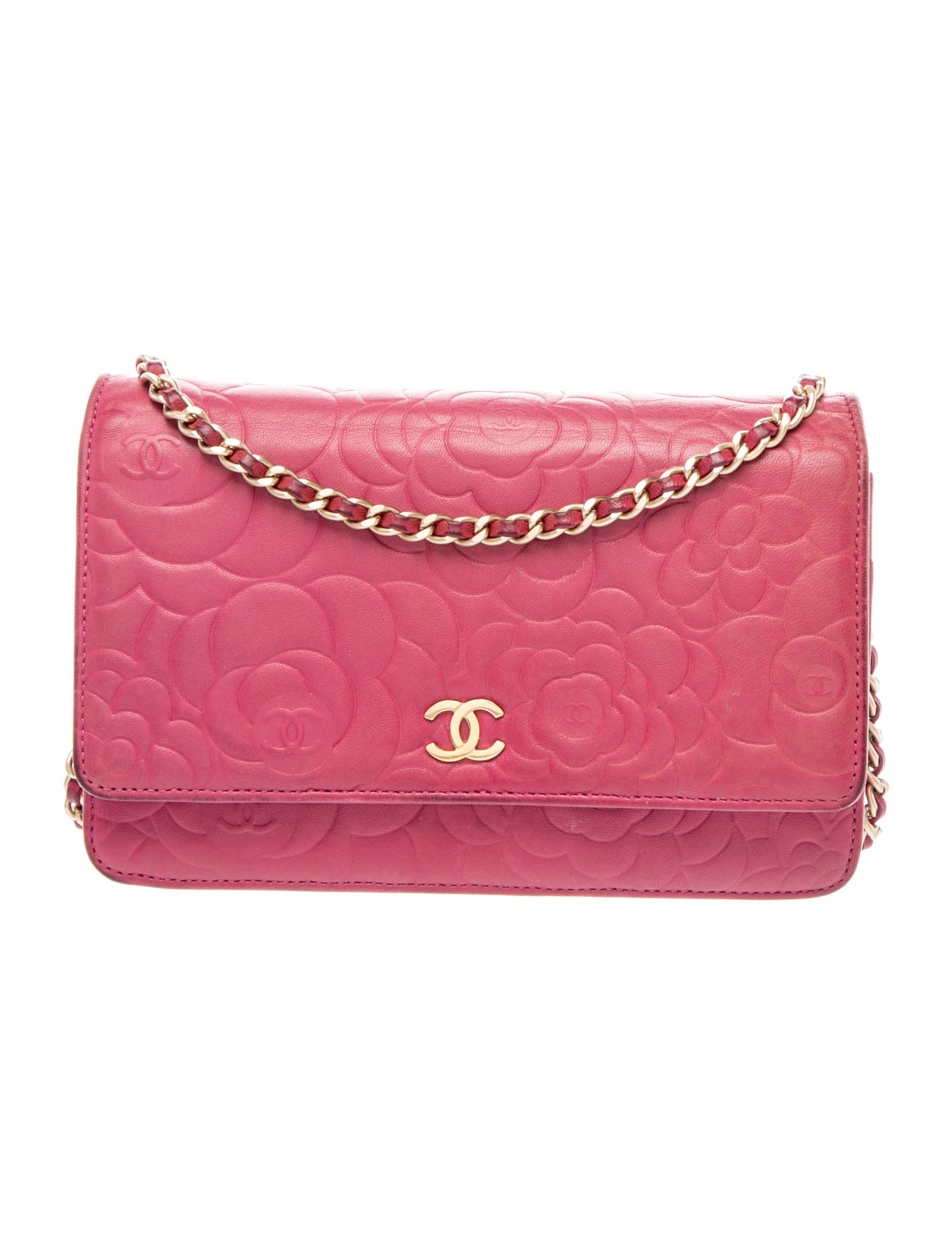 Chanel Camellia Embossed Wallet On Chain