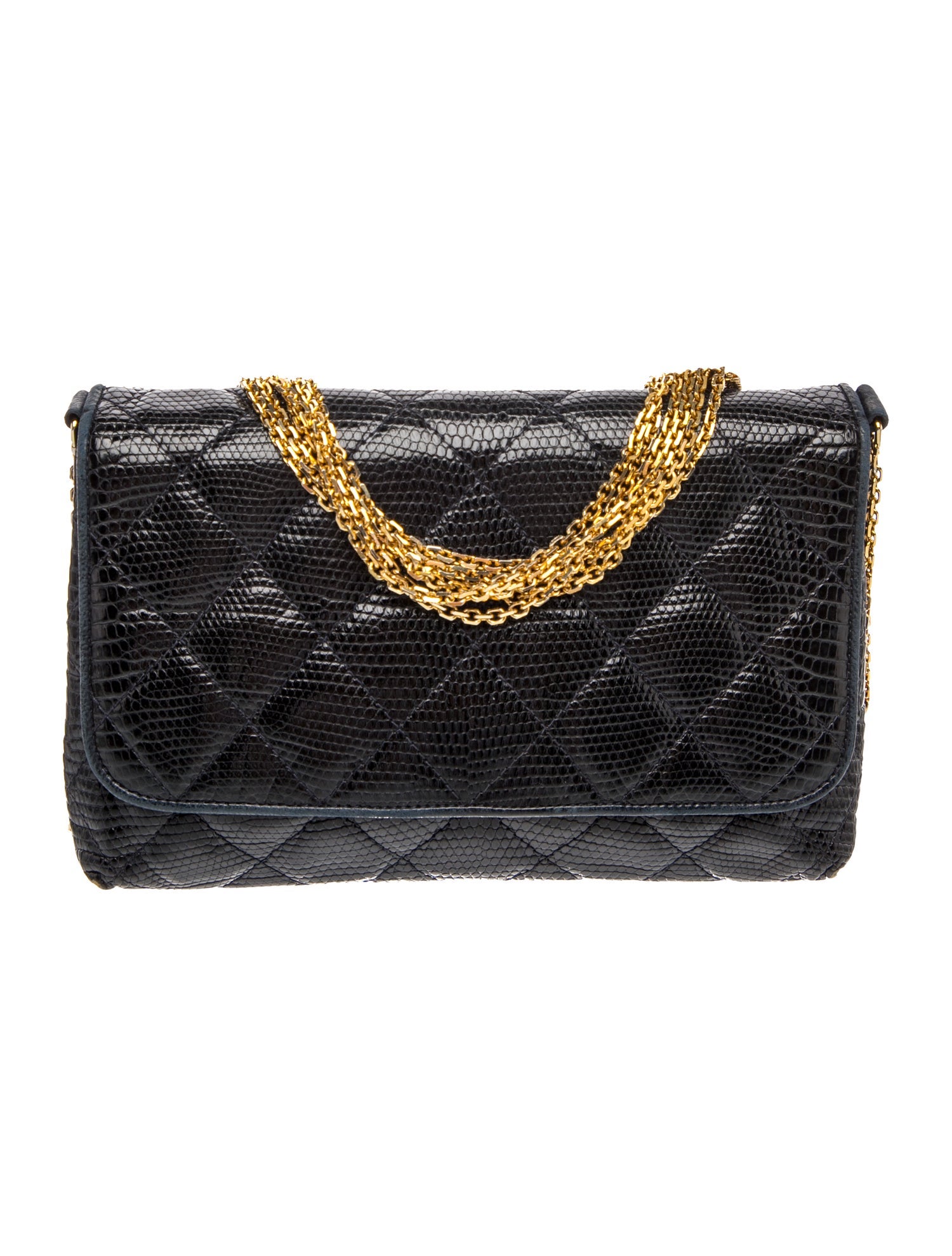 Quilted Lizard Chain Flap Bag