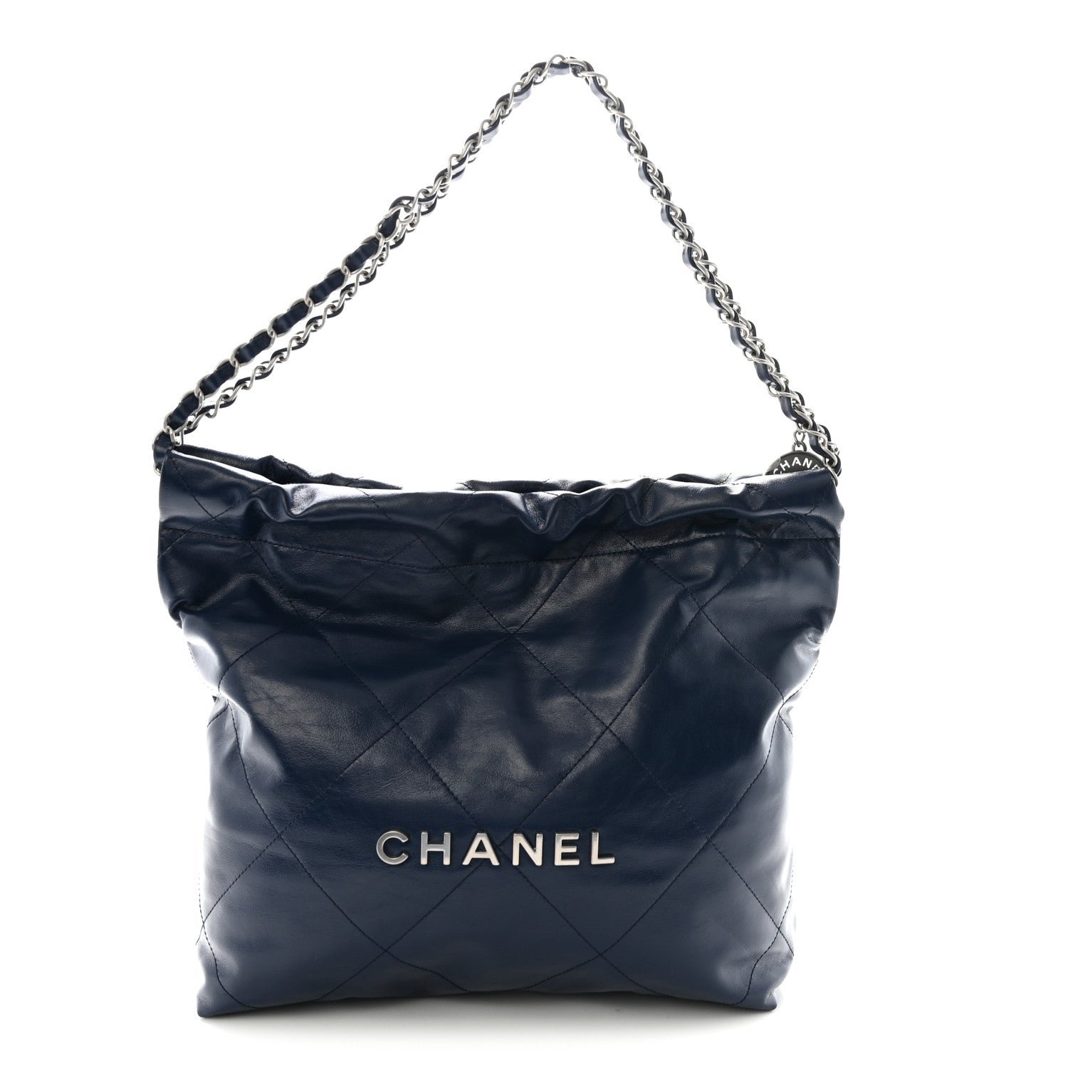 Chanel Shiny Calfskin Quilted Small Chanel 22 Navy