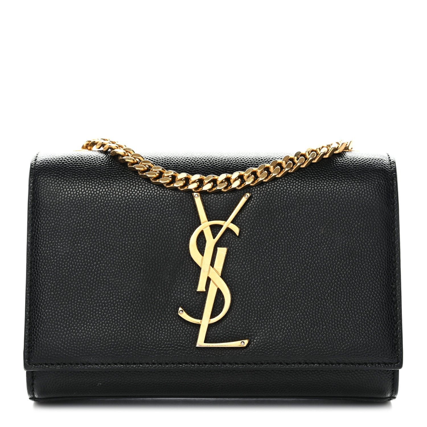 Saint Laurent Saint Laurent Grain De Poudre Small Monogram Kate Satchel Black