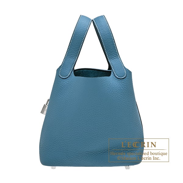 Hermes Hermes Picotin Lock bag 18/PM New blue jean Clemence leather Silver hardware