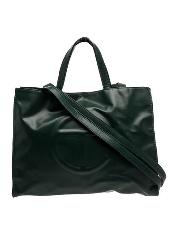 Telfar Vegan Leather Dark Olive Shopping Bag Medium