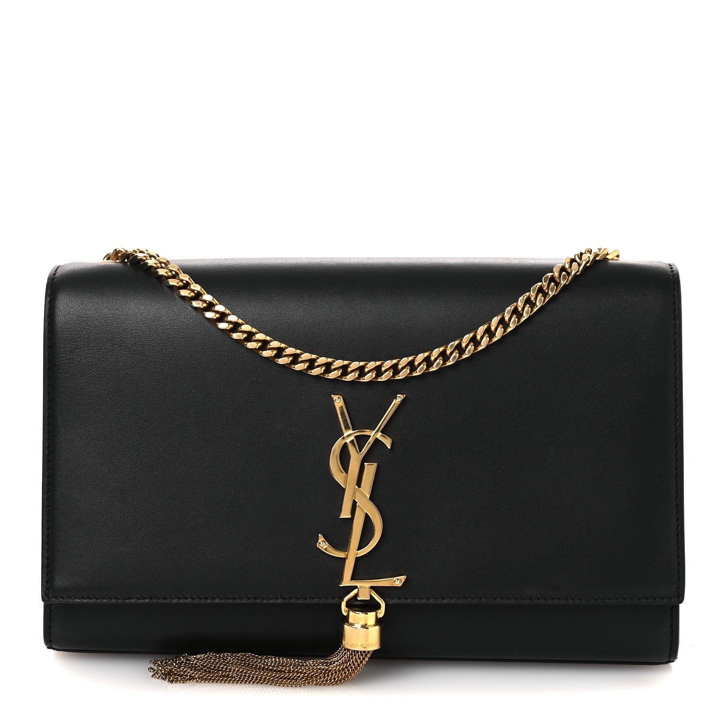 Saint Laurent Smooth Calfskin Medium Classic Monogram Kate Tassel Satchel Black