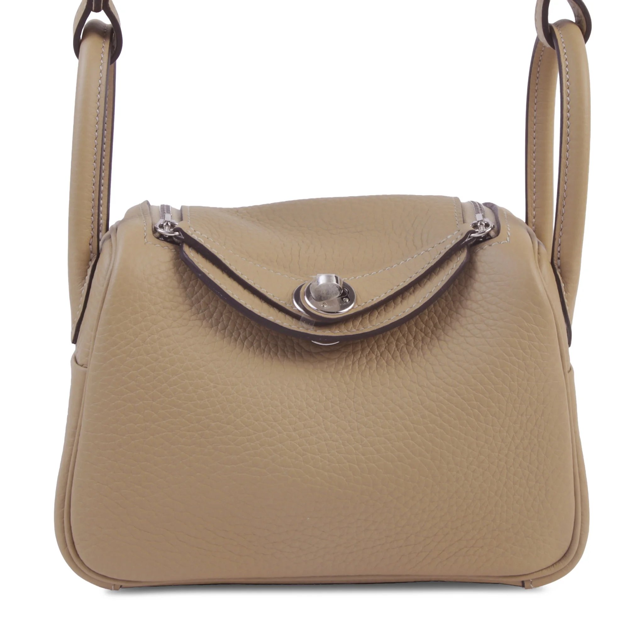 Brand New ( Rank N ) HERMÈS Mini Lindy Verso Trench (S2) Gris Asphalte (M8) Clemence Palladium hardware K (2025)