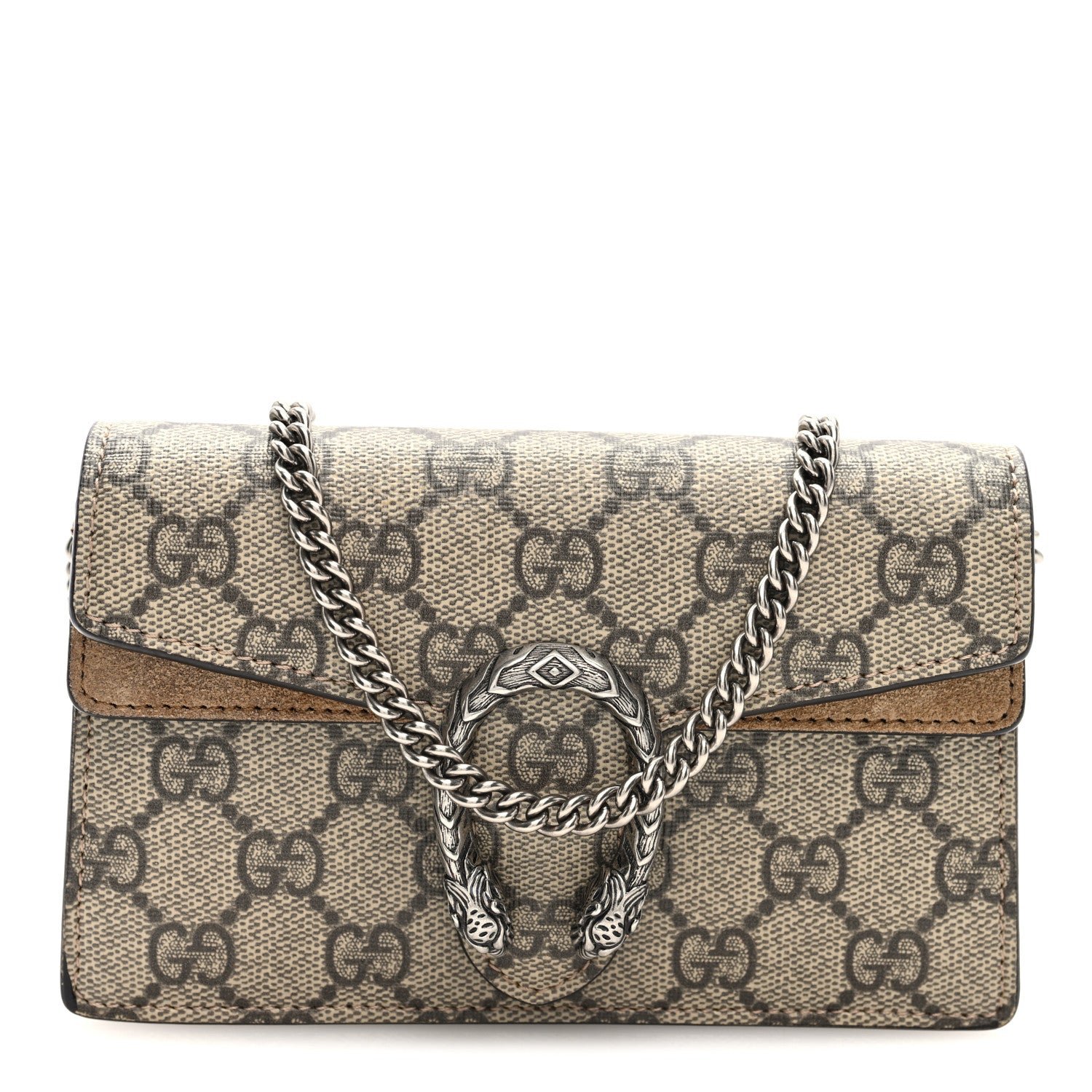 Gucci GG Supreme Monogram Super Mini Dionysus Shoulder Bag Taupe