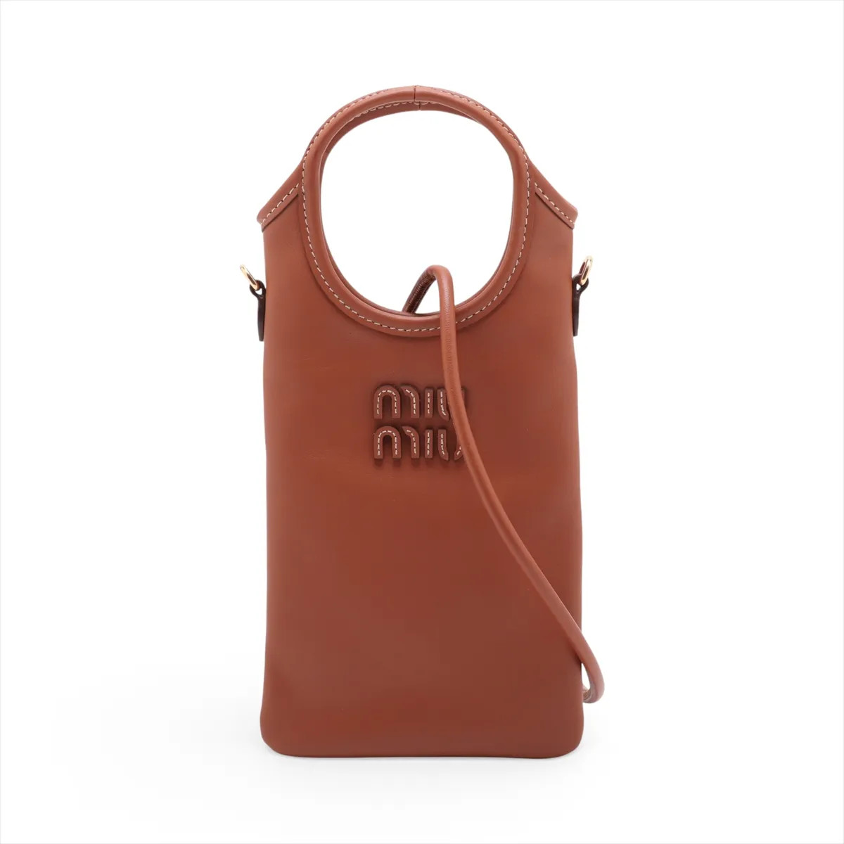 Miu Miu Leather 2 Way Handbag Brown