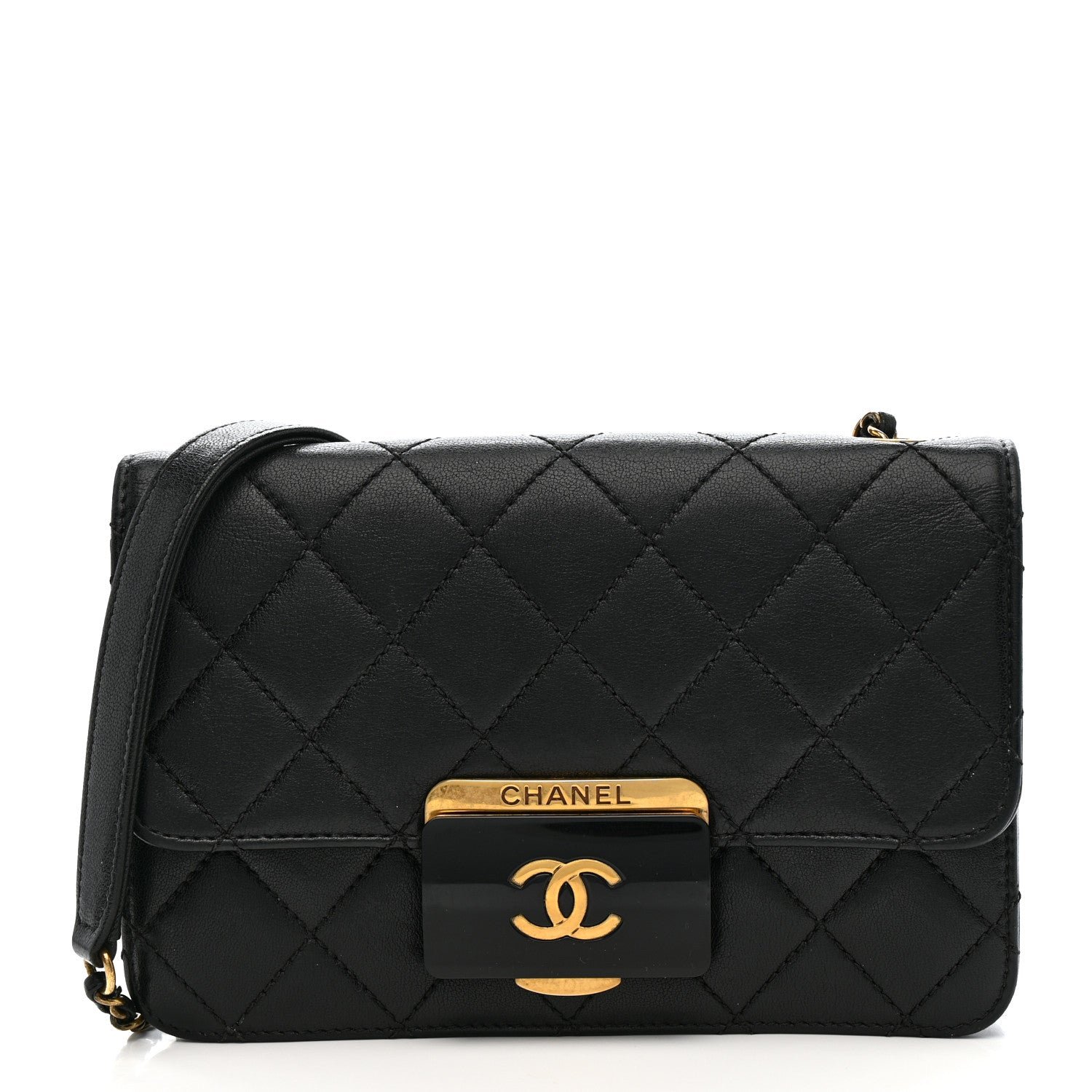 Chanel Chanel Sheepskin Quilted Mini Beauty Lock Flap Black