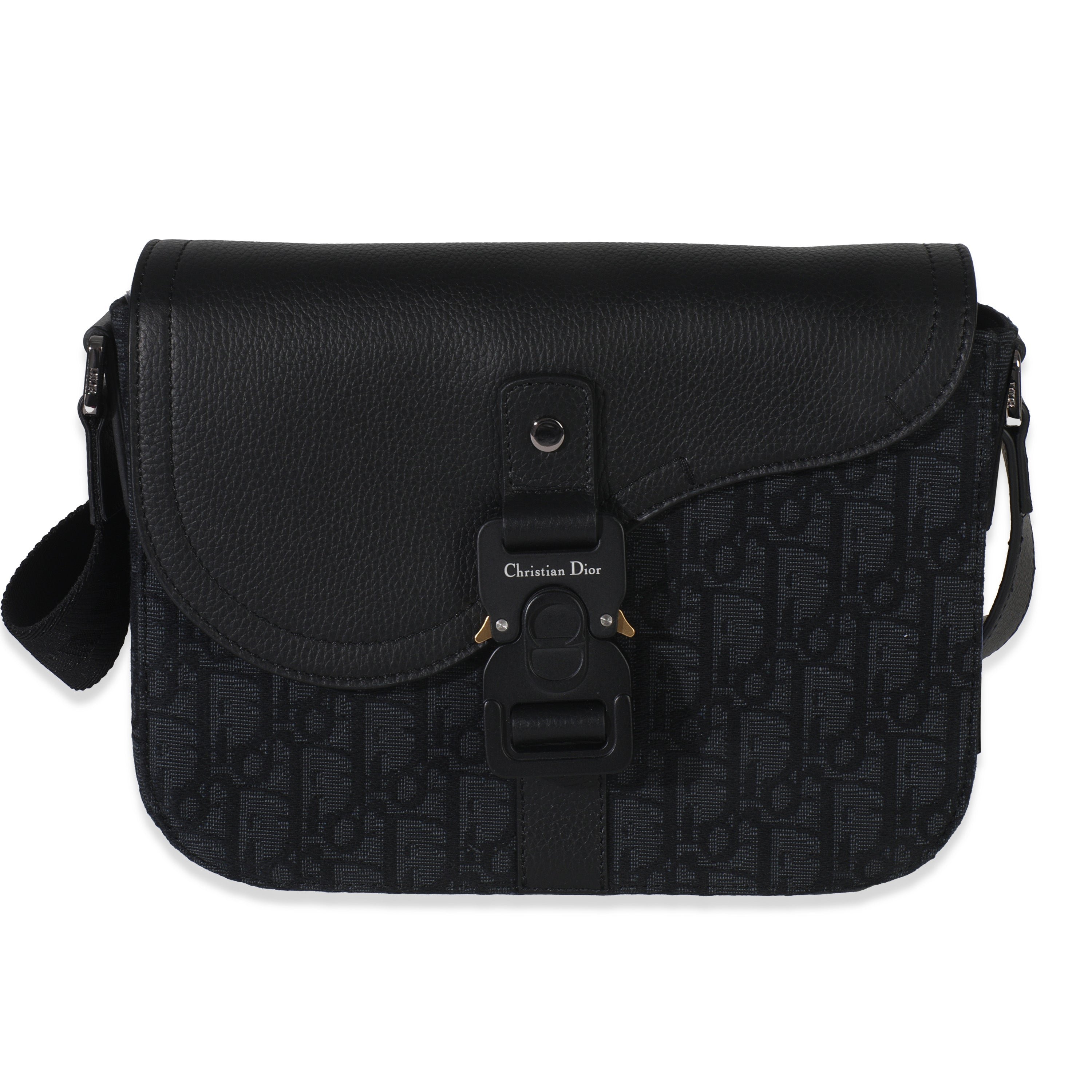 Dior Black Oblique Canvas Small Saddle Messenger Bag