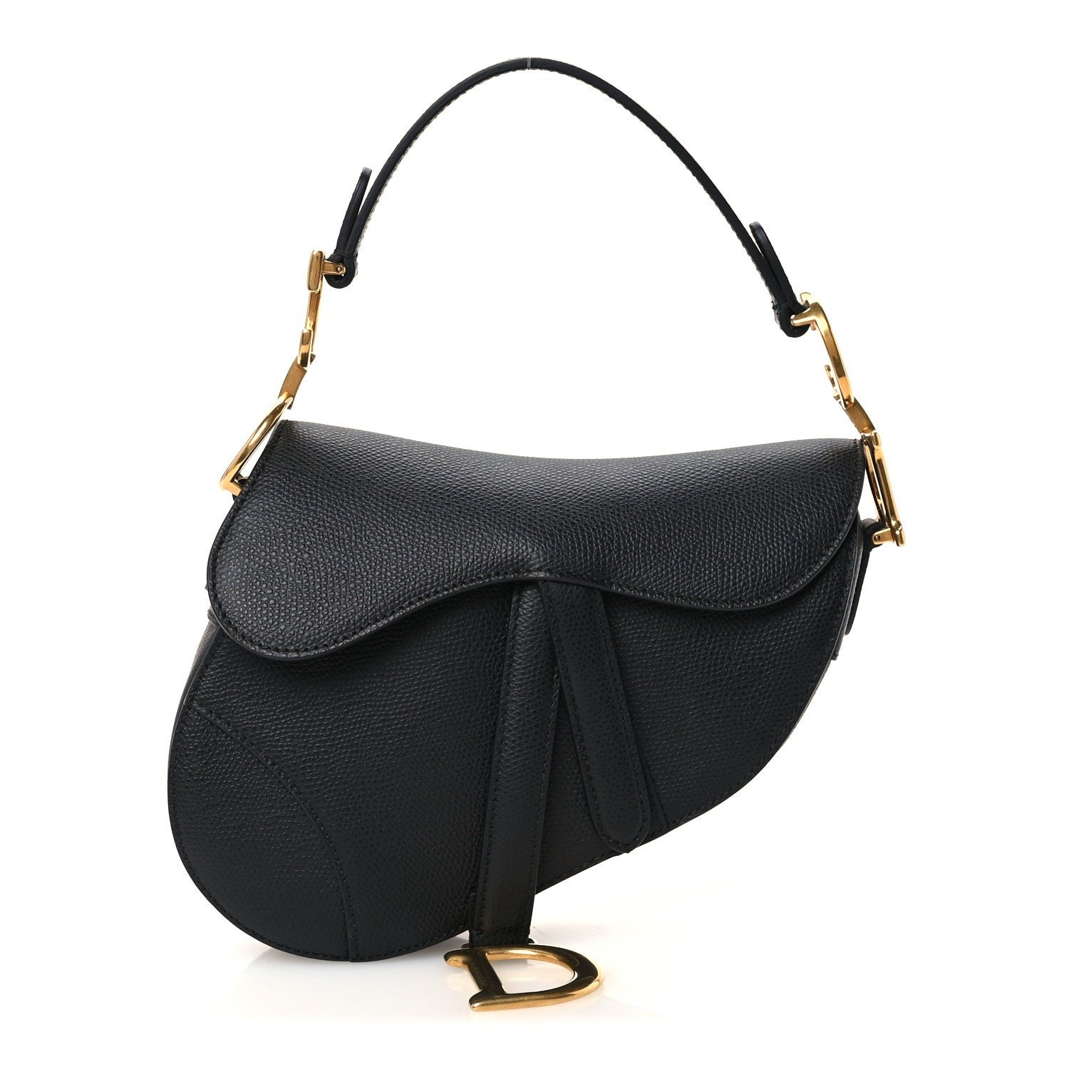 Christian Dior Grained Calfskin Mini Saddle Bag Black