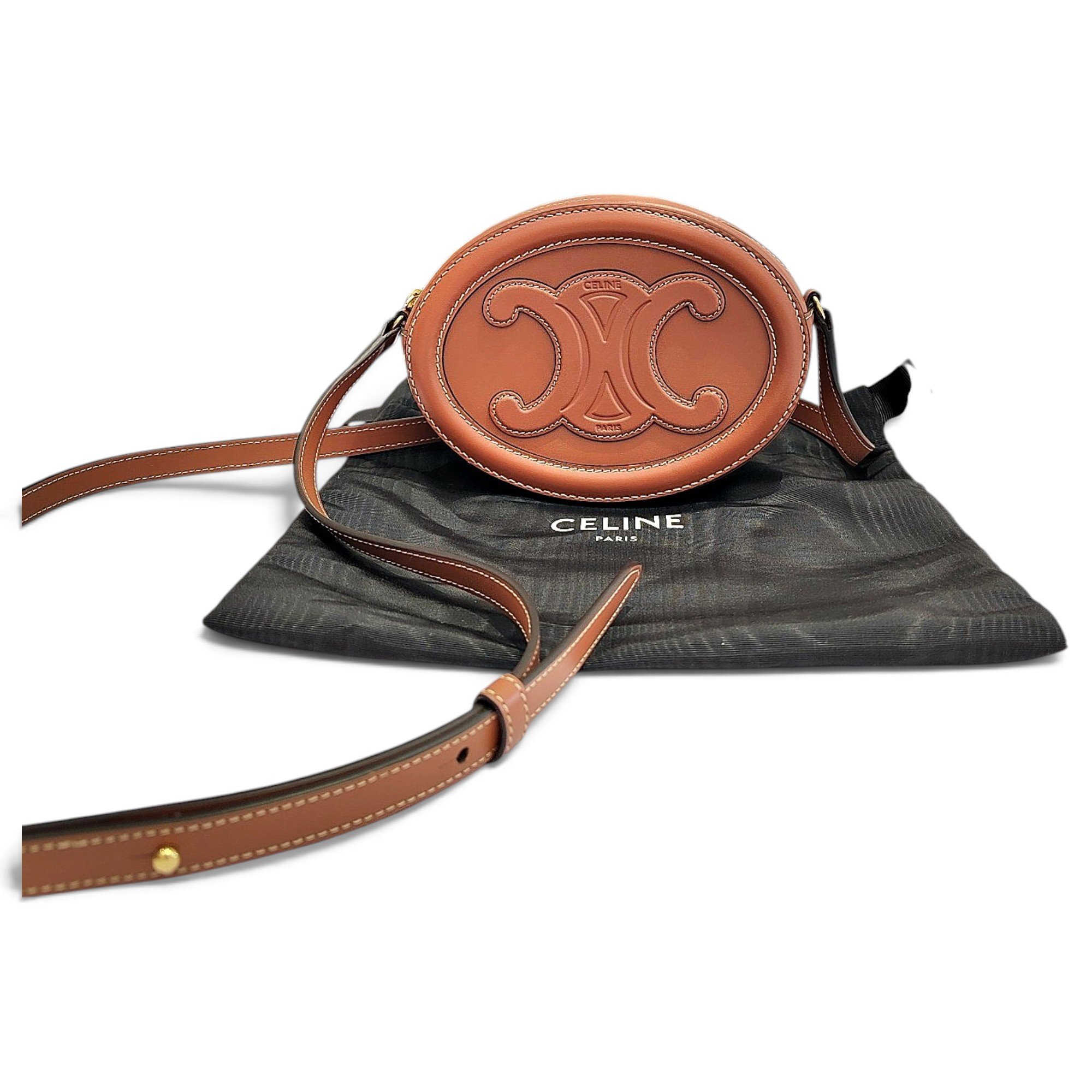 Tambour leather crossbody bag