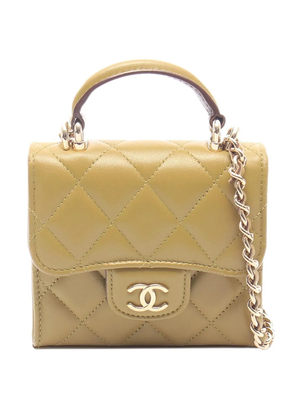 2021-2026 Mini CC Quilted Lambskin Top Handle Clutch with Chain satchel