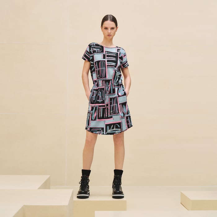 Noir "Lettres Equestres" Drawstring Dress