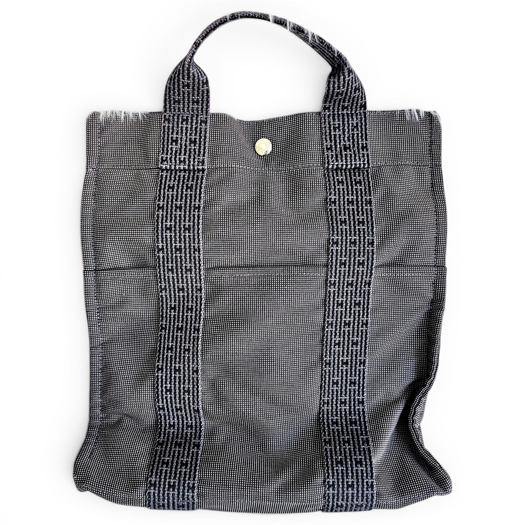 Hermes Herline Mm Handbag Black Toile H Canvas