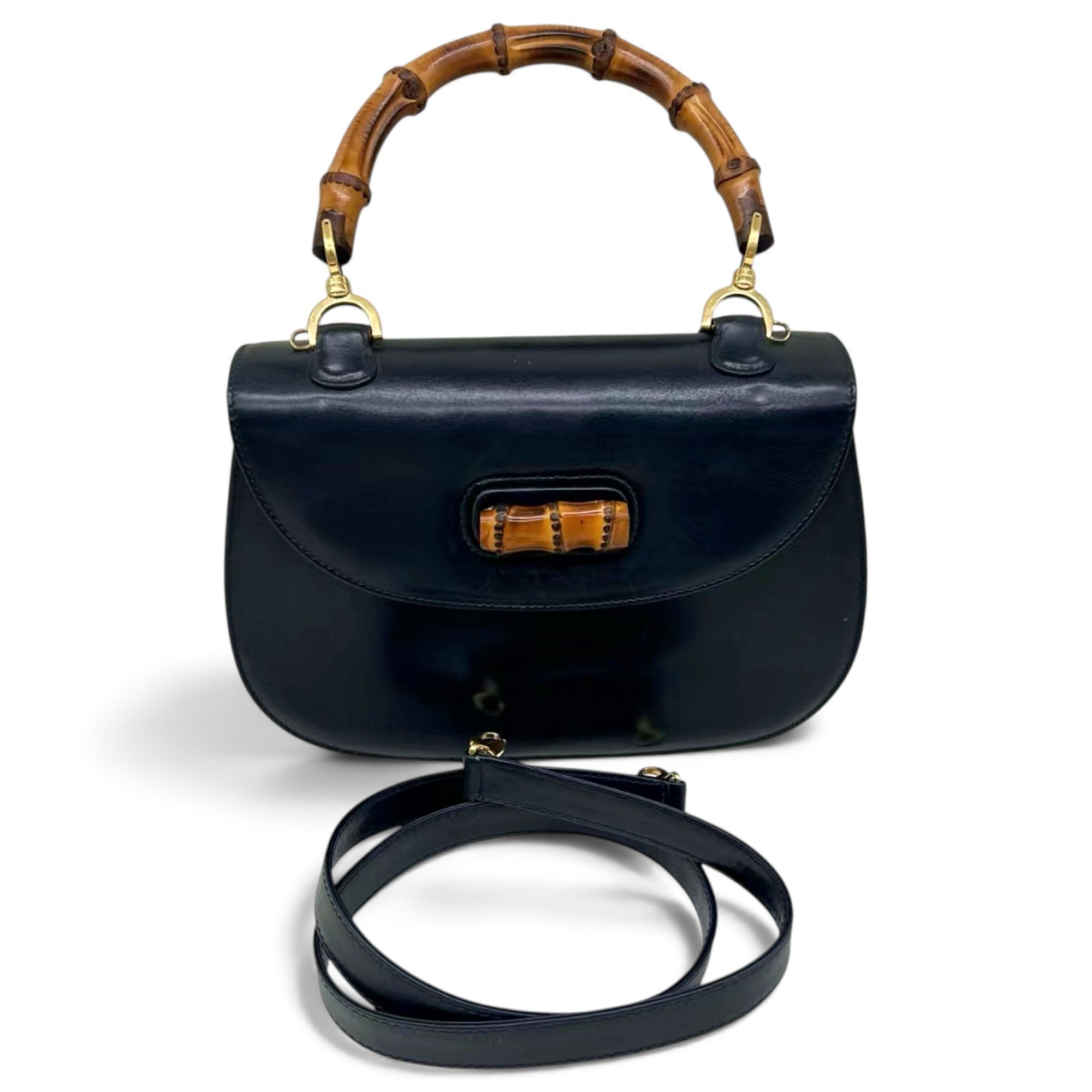 Convertible Bamboo Top Handle leather handbag
