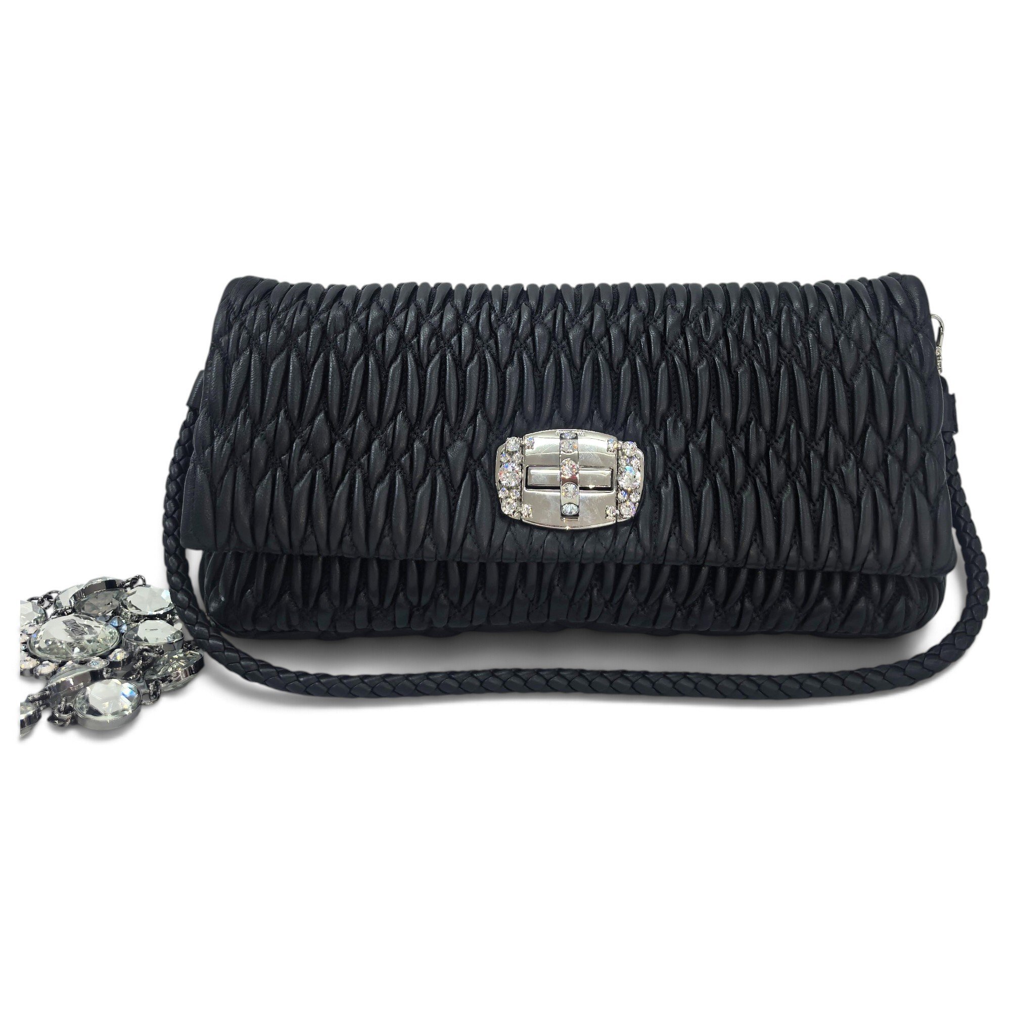 Miu Crystal leather handbag