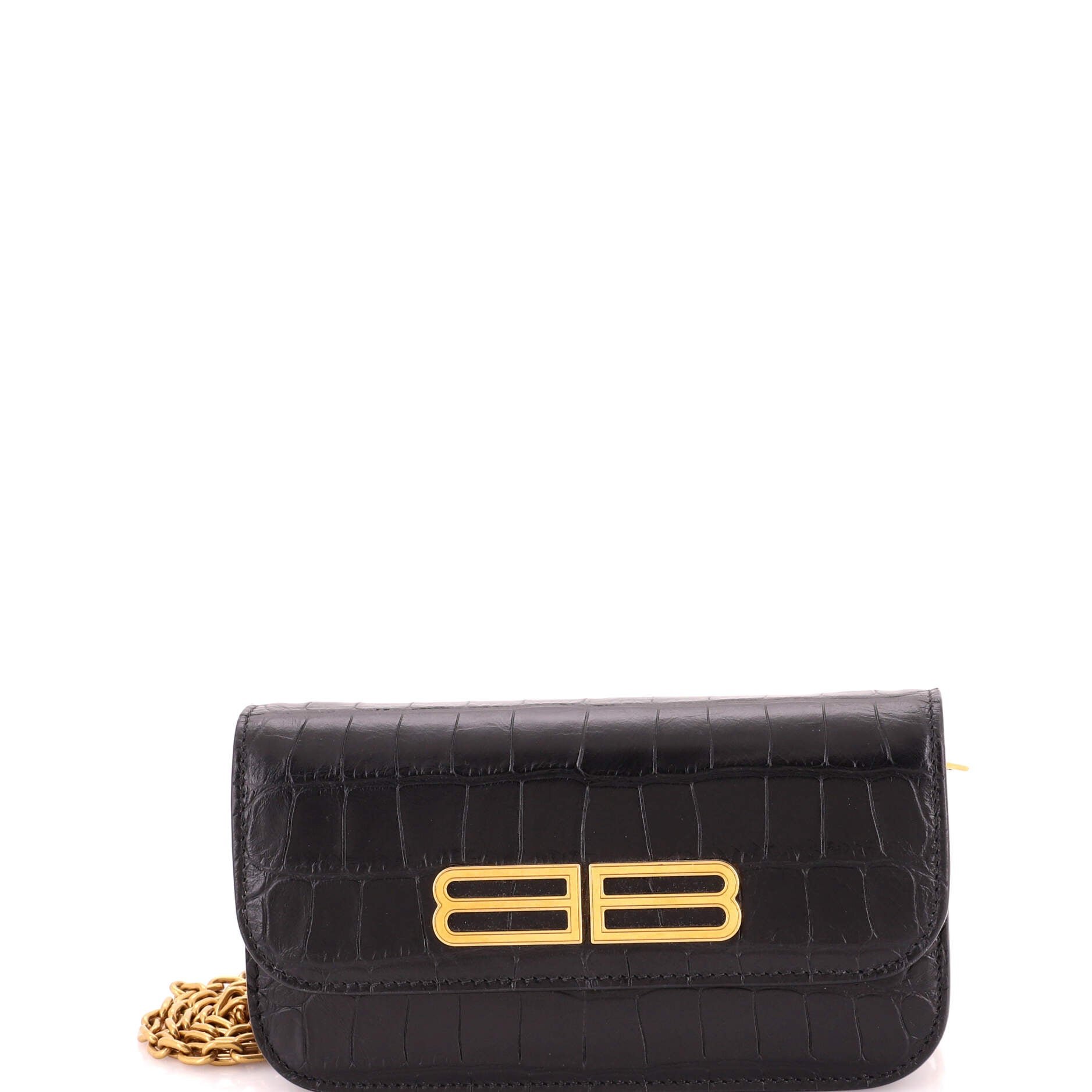 Gossip Flap Bag Crocodile Embossed Leather XS