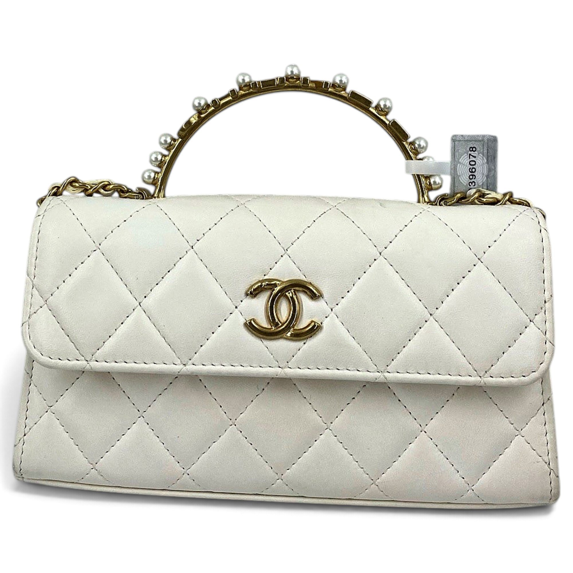 Trendy CC Top Handle leather handbag
