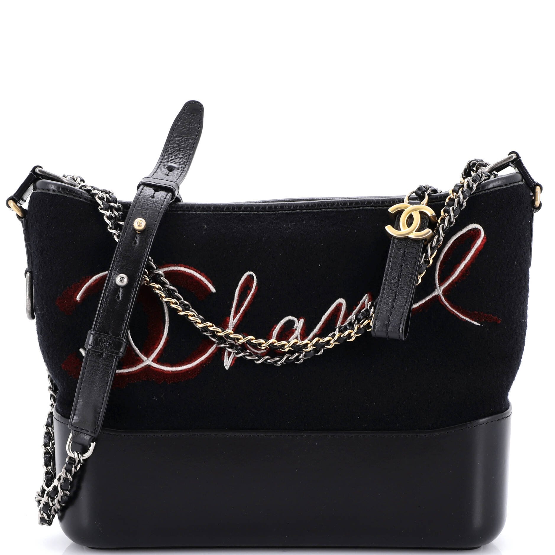 Paris-Hamburg Gabrielle Hobo Embroidered Wool and Calfskin Medium