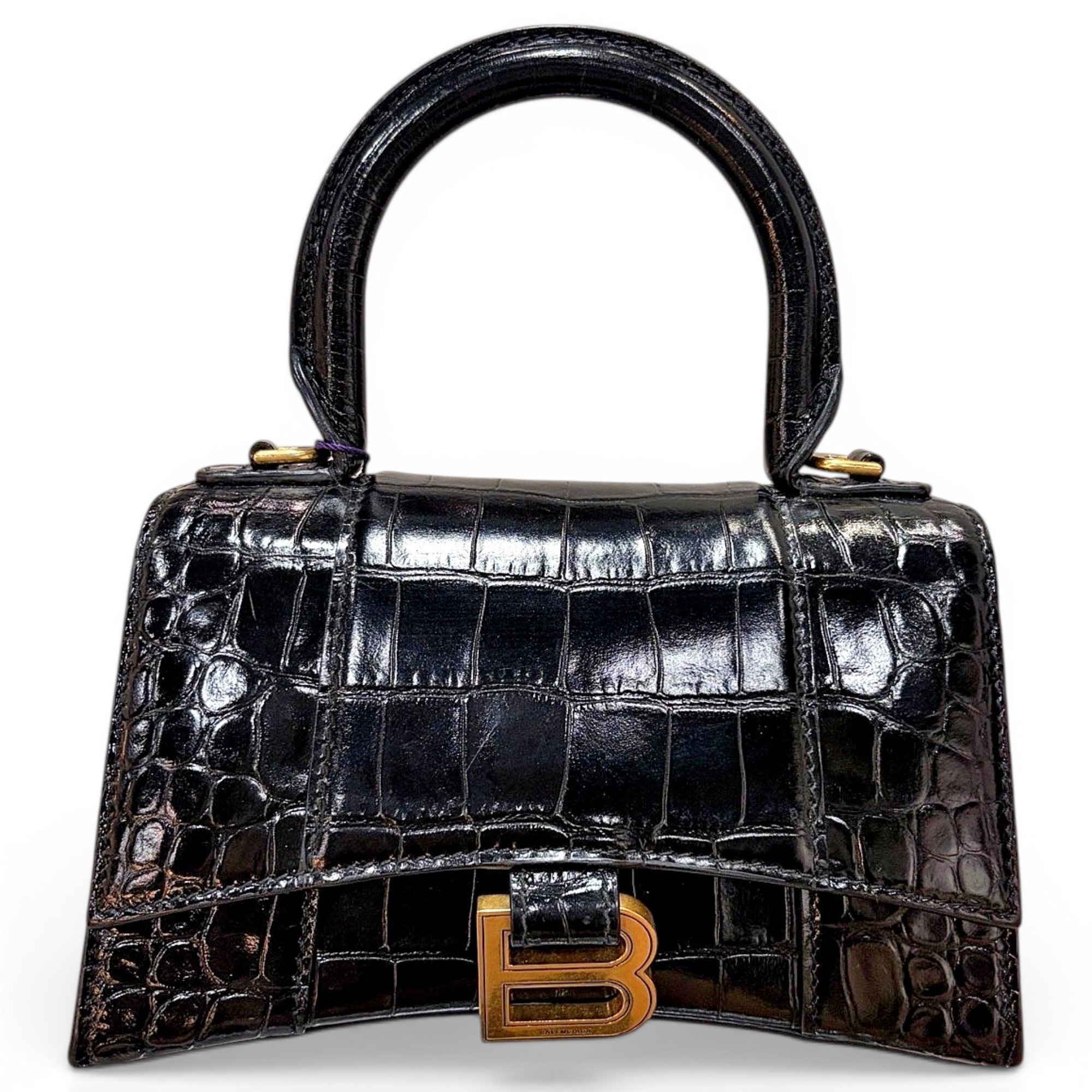 Hourglass leather handbag