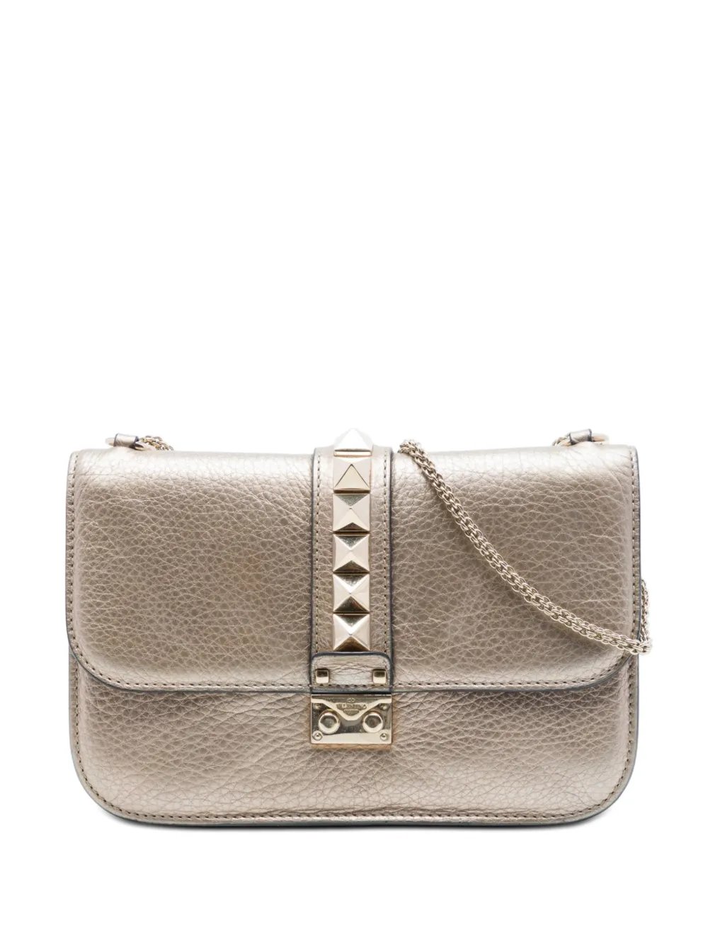 2018-2026 Medium Metallic Leather Rockstud Glam Lock crossbody bag