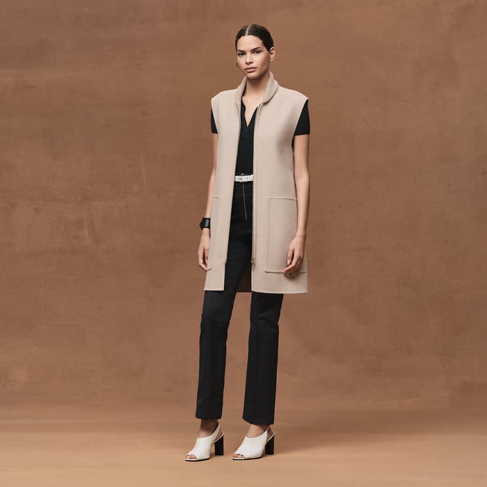 Beige Naturel Long Vest