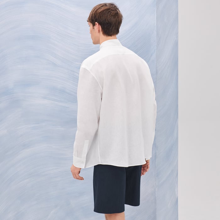 Blanc Boxy Fit Shirt With Louis Collar