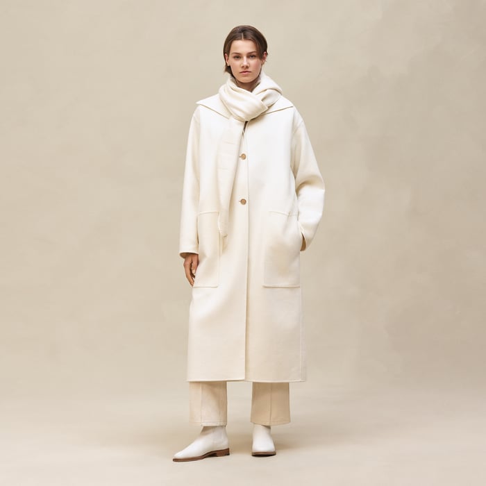 Blanc Naturel Long Cashmere Coat