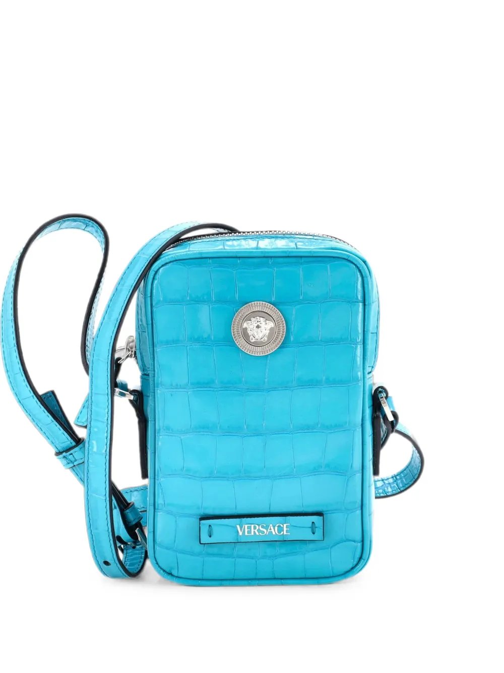 Medusa Biggie Pouch Crocodile Embossed Leather Micro crossbody bag