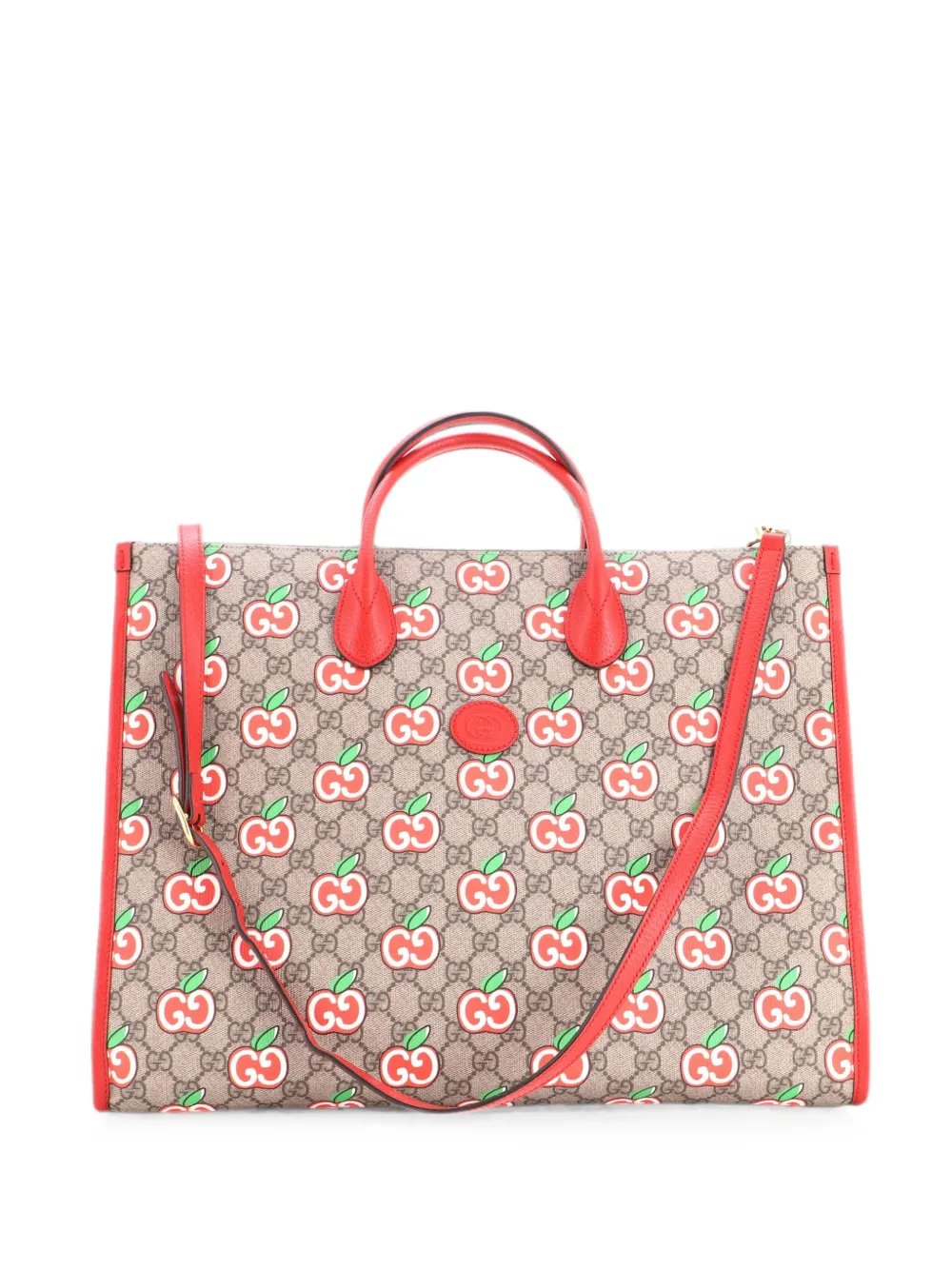 Convertible Open Apple GG Coated Canvas Large tote bag