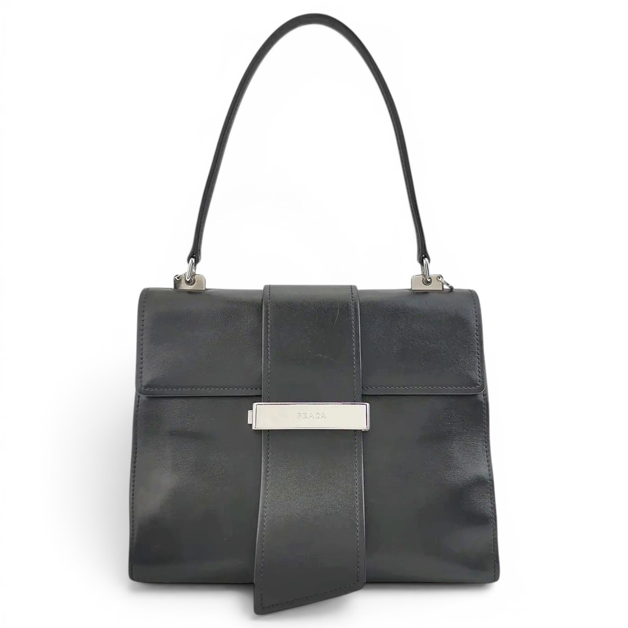 Ribbon leather handbag