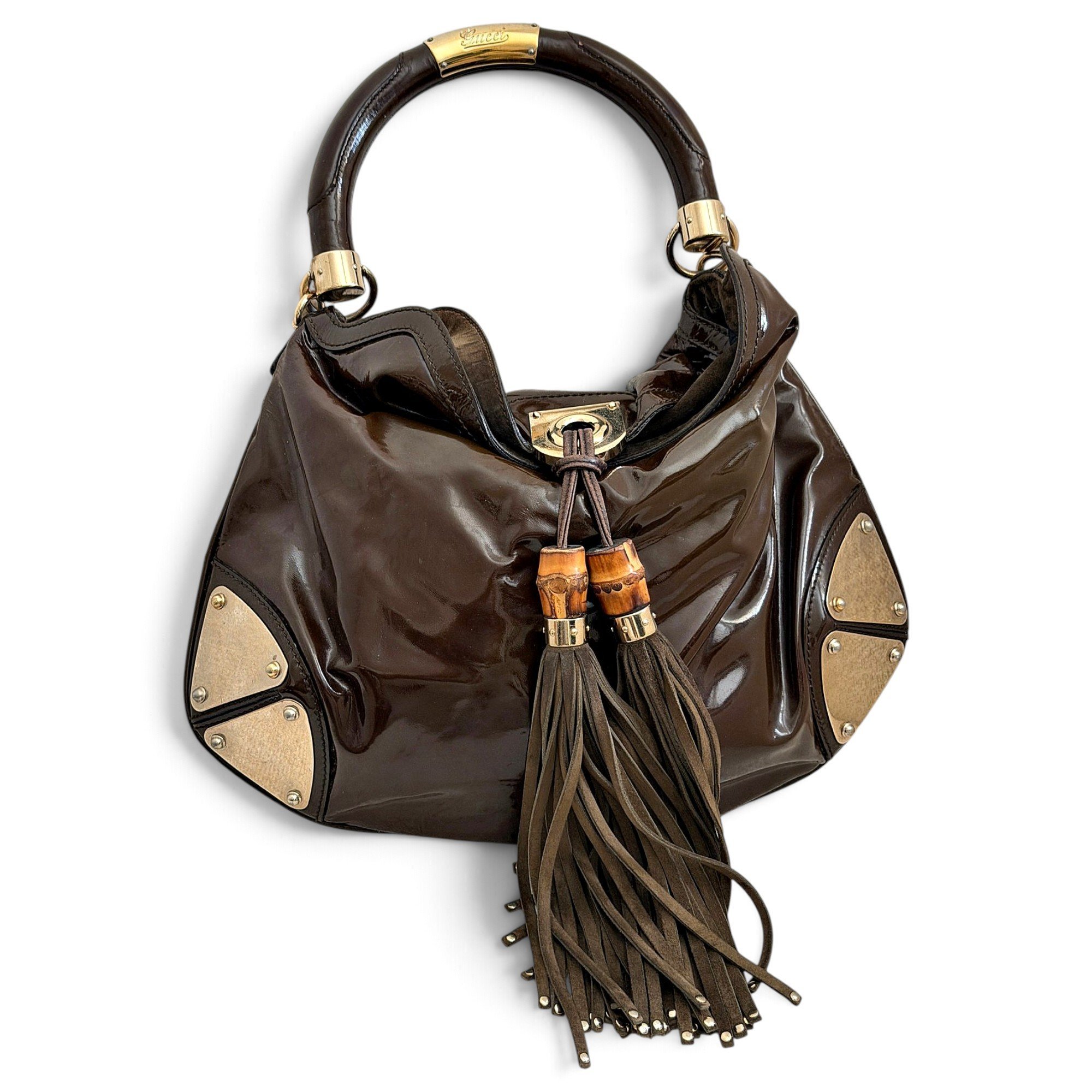 Indy patent leather handbag