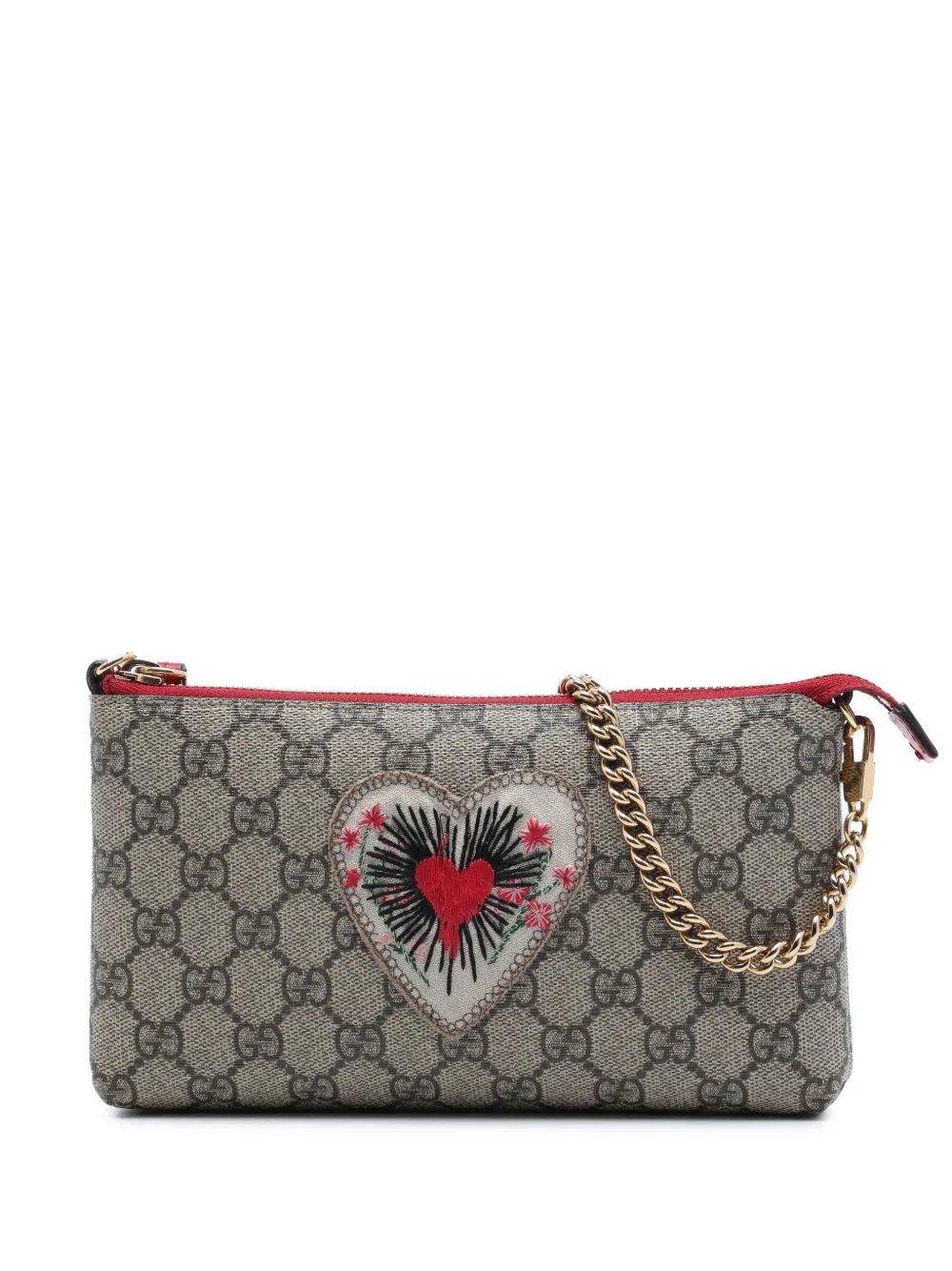 2000-2015 GG Supreme Embroidered Heart Chain Pochette shoulder bag