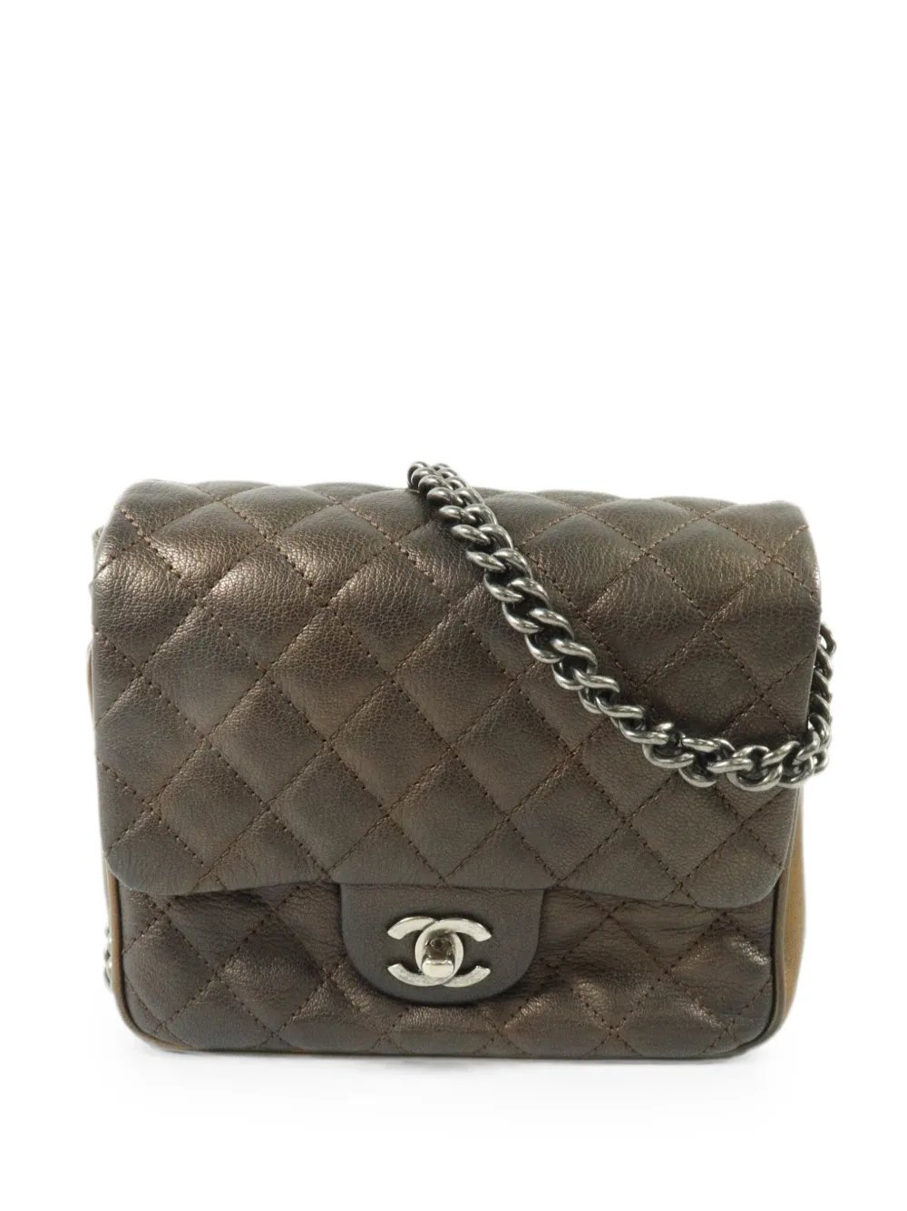 diamond-quilting CC turn-lock shoulder bag