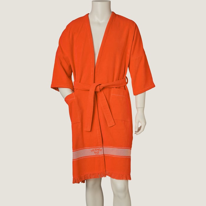 Orange Géranium Yachting Beach Robe, Long Version