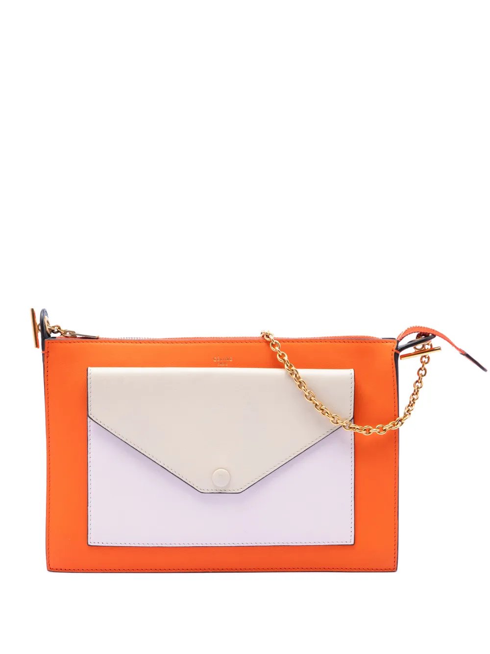 2014 Tricolor Leather Pocket Envelope Zip crossbody bag
