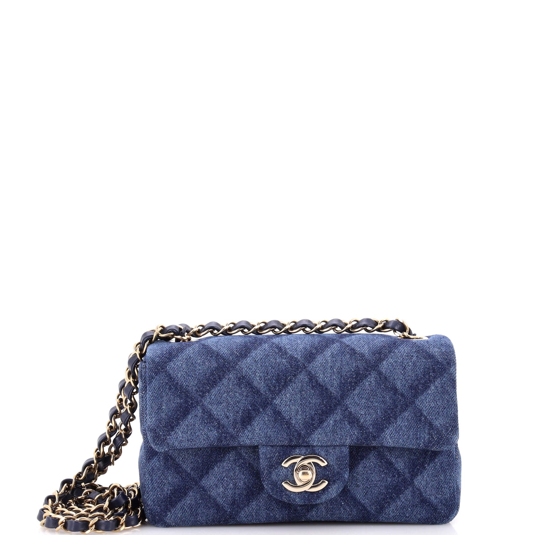 Chanel Classic Single Flap Bag 3D Quilt Printed Denim Mini