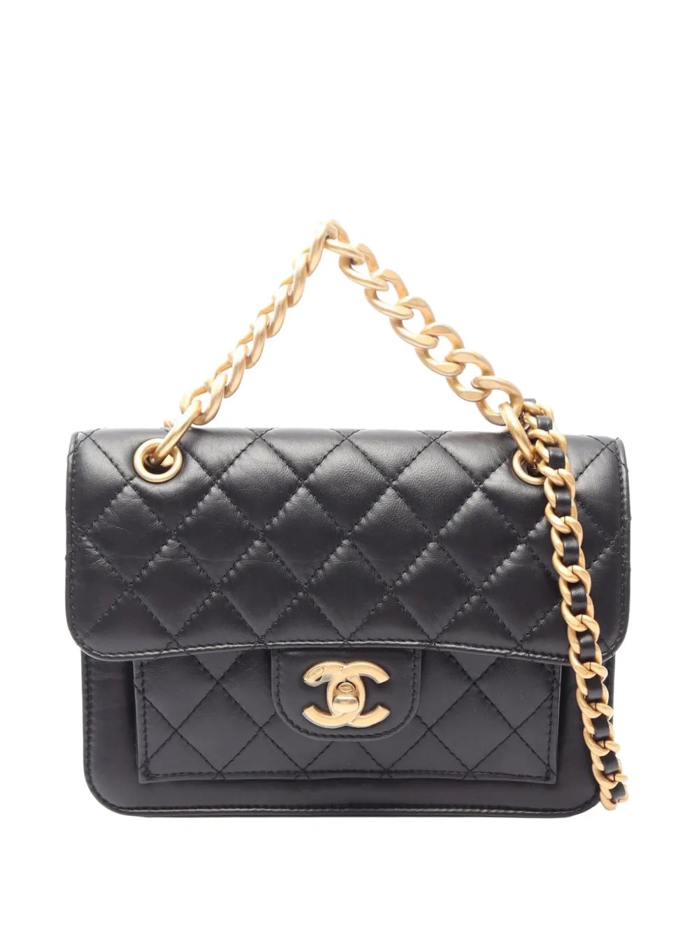 2021-2026 Mini Quilted Aged Calfskin Double You Flap satchel