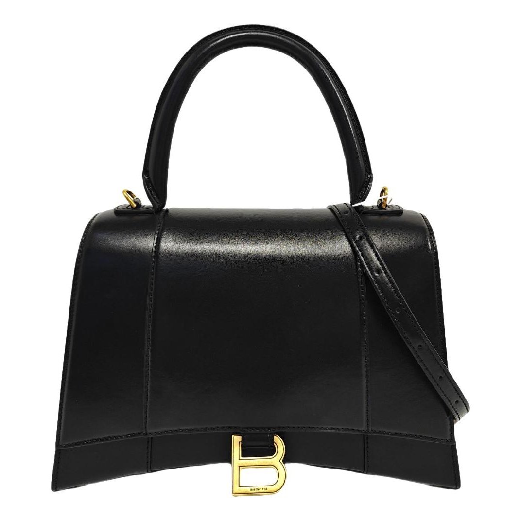 Hourglass leather handbag