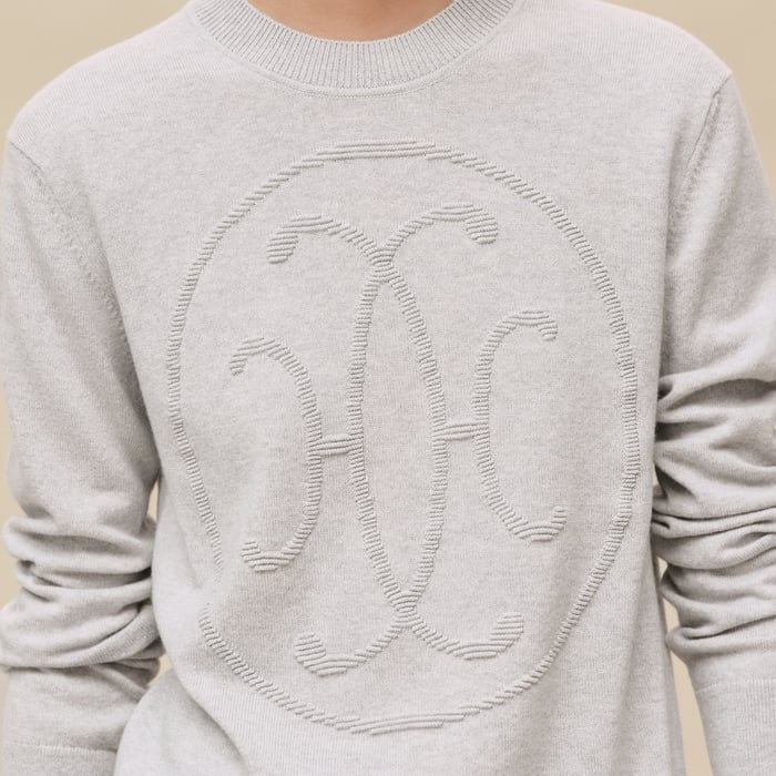 Gris Pervenche Cashmere "H Lift" Long-sleeve Sweater